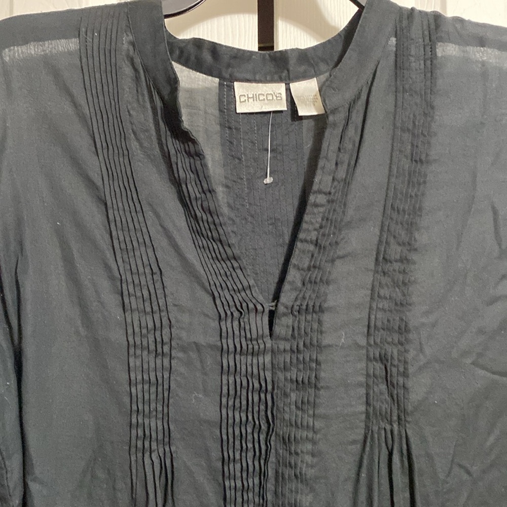 Chicos black Cotton Sequined lightweight boho beach cover Dress tunic top XL - Picture 3 of 16